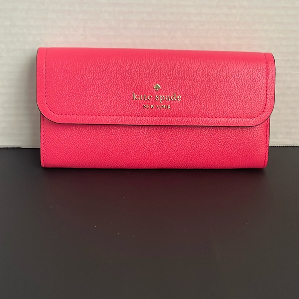 KATE SPADE Large Flap Leather Wallet-Pink Peppercorn Rosie NWT’s